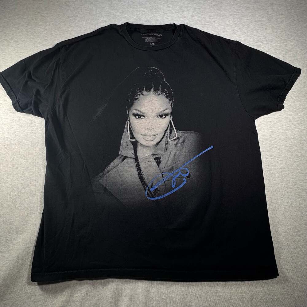 Janet Jackson Together Again Tour Black Graphic Portrait Concert T-Shirt XXL
